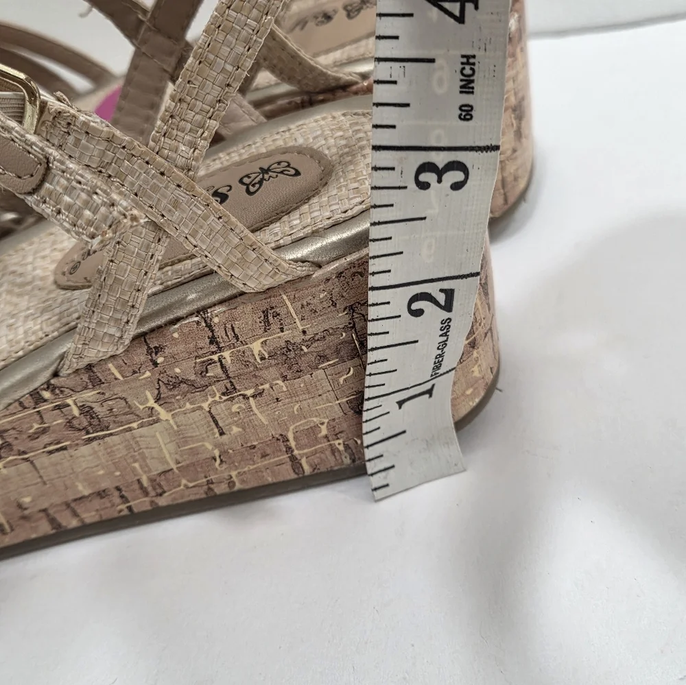 Self Esteem Beige Braided wedges Sandals Sz 4 Big Girls